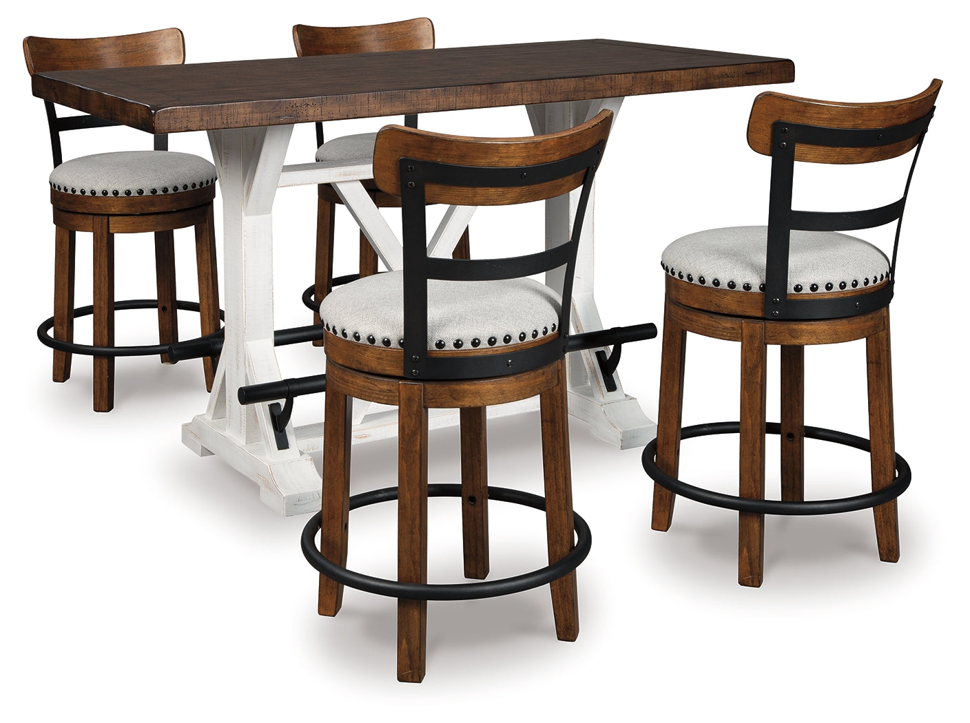 Homestyle Furniture - Ashley Furniture - Valebeck Counter Height Dining Table and 4 Barstools - Counter Height Dining Table and 4 Barstools / Brown - D546D5