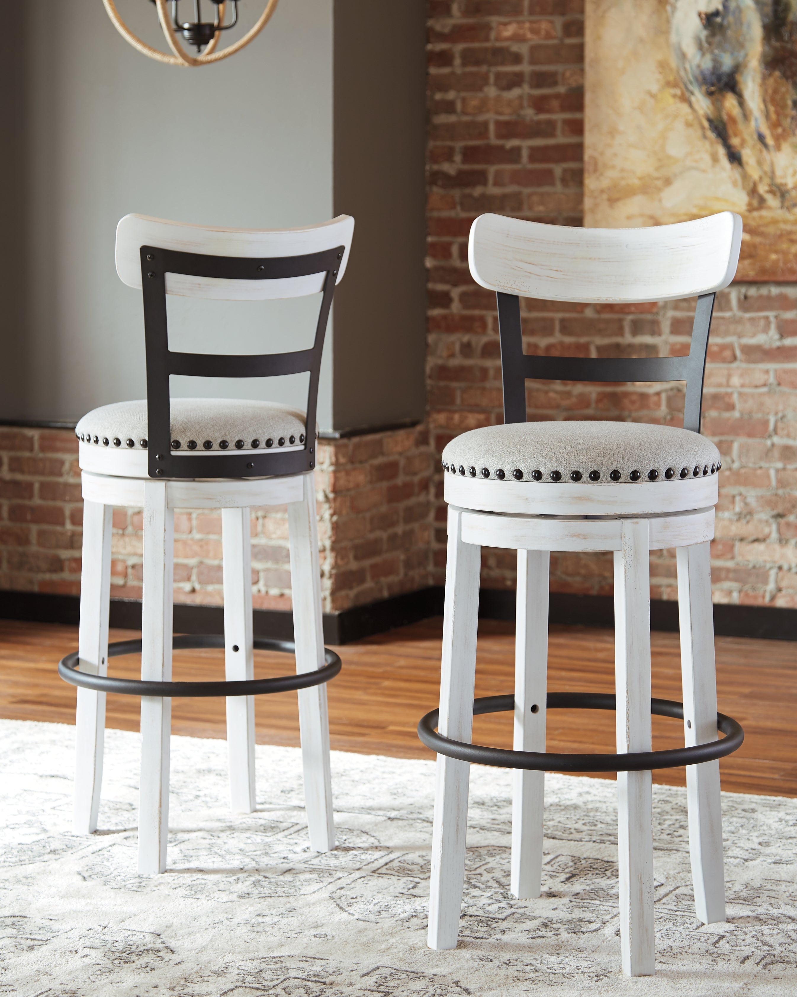 Homestyle Furniture - Ashley Furniture - Valebeck Bar Height Bar Stool - Tall UPH Swivel Barstool(1/CN) / White - D546-530