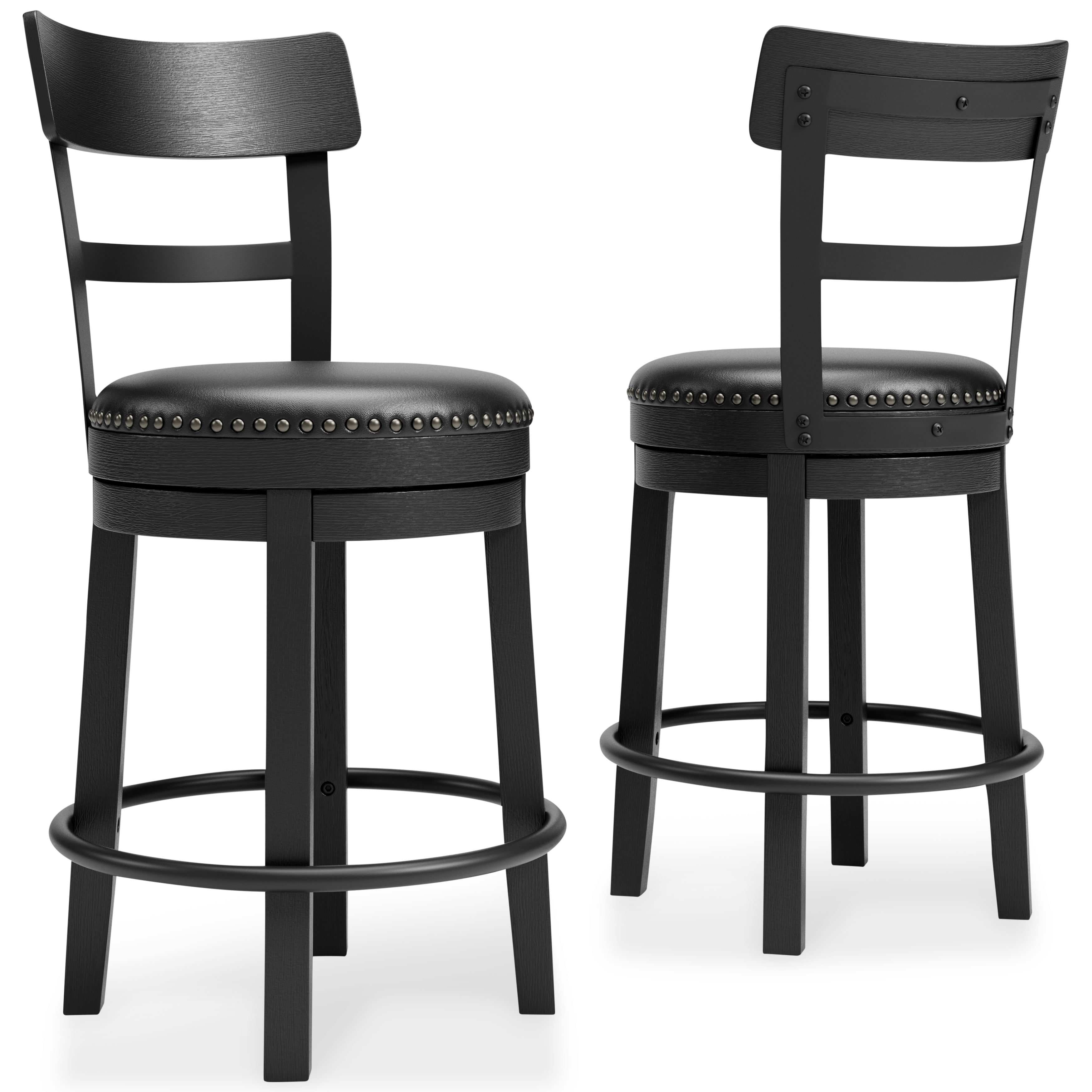 Homestyle Furniture - Ashley Furniture - Valebeck Counter Height Bar Stool - UPH Swivel Barstool (1/CN) / Black - D546-624