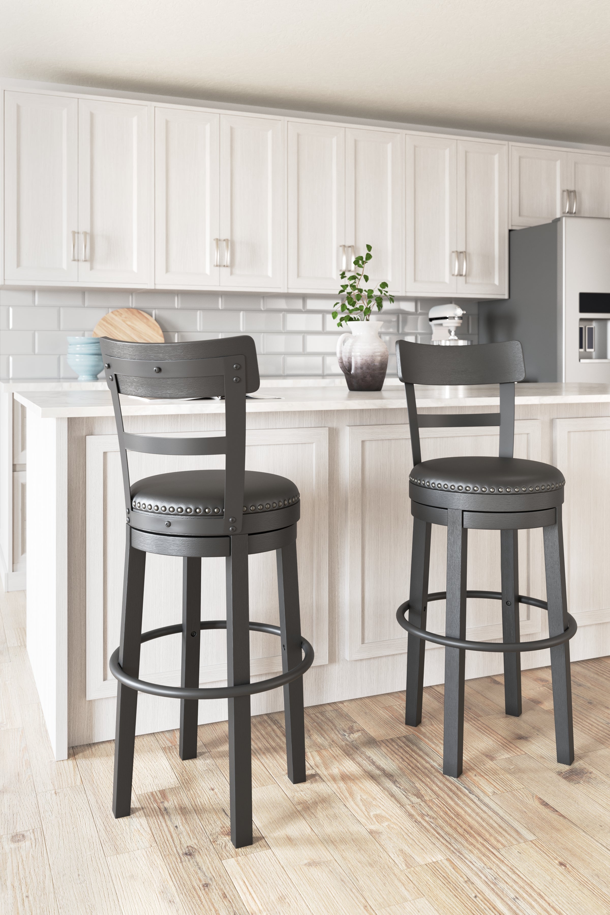 Homestyle Furniture - Ashley Furniture - Valebeck Bar Height Bar Stool - Tall UPH Swivel Barstool(1/CN) / Black - D546-630