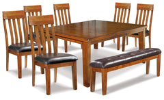 Homestyle Furniture - Ashley Furniture - Ralene Dining Table and 6 Chairs and Bench - Dining Table and 6 Chairs and Bench - D594D10