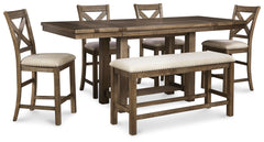 Homestyle Furniture - Ashley Furniture - Moriville Counter Height Dining Table with 4 Barstools and Bench - Counter Height Dining Table with 4 Barstools and Bench - D631D3