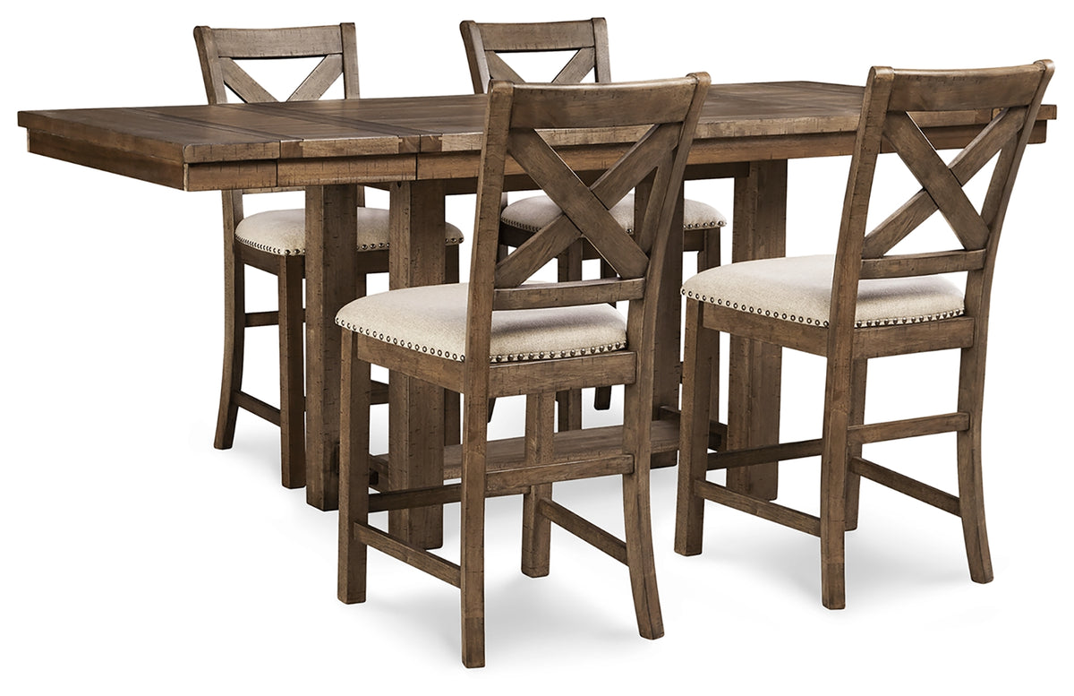 Homestyle Furniture - Ashley Furniture - Moriville Counter Height Dining Table and 4 Barstools - Counter Height Dining Table and 4 Barstools - D631D1