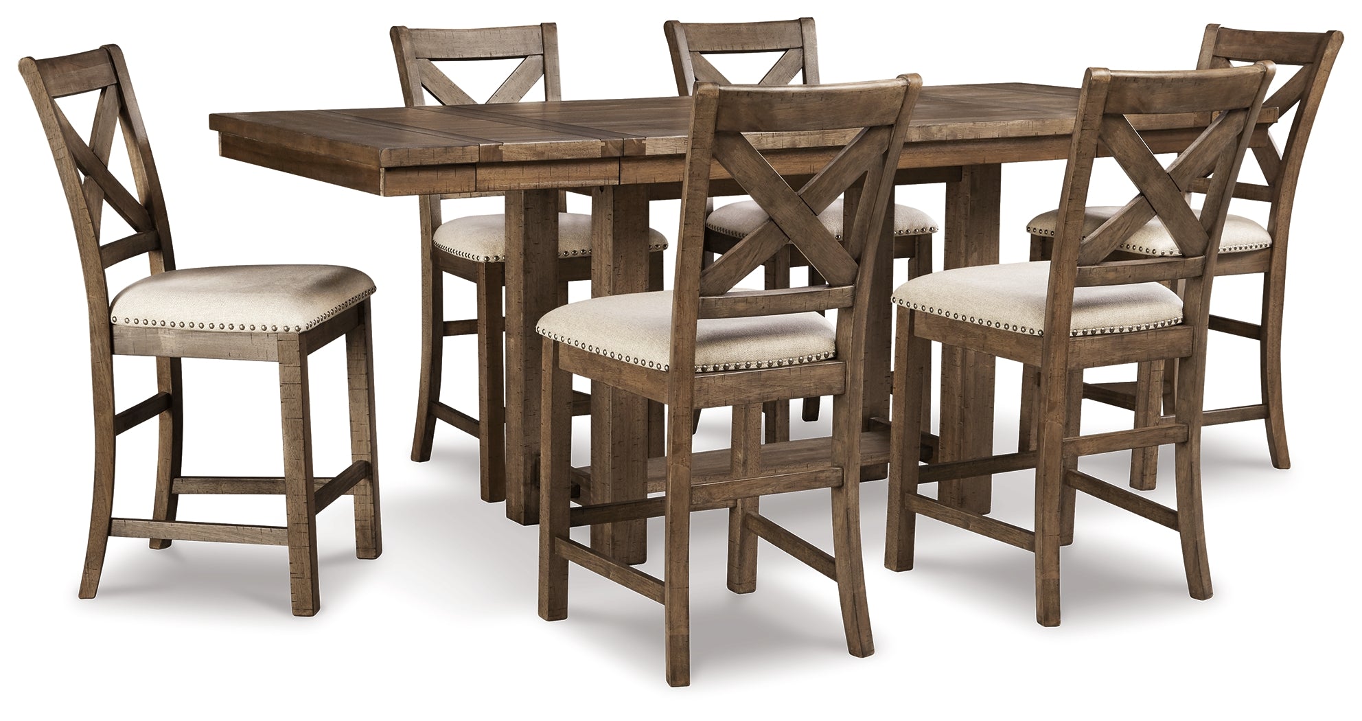 Homestyle Furniture - Ashley Furniture - Moriville Counter Height Dining Table and 6 Barstools - Counter Height Dining Table and 6 Barstools - D631D10
