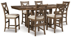 Homestyle Furniture - Ashley Furniture - Moriville Counter Height Dining Table and 6 Barstools - Counter Height Dining Table and 6 Barstools - D631D10