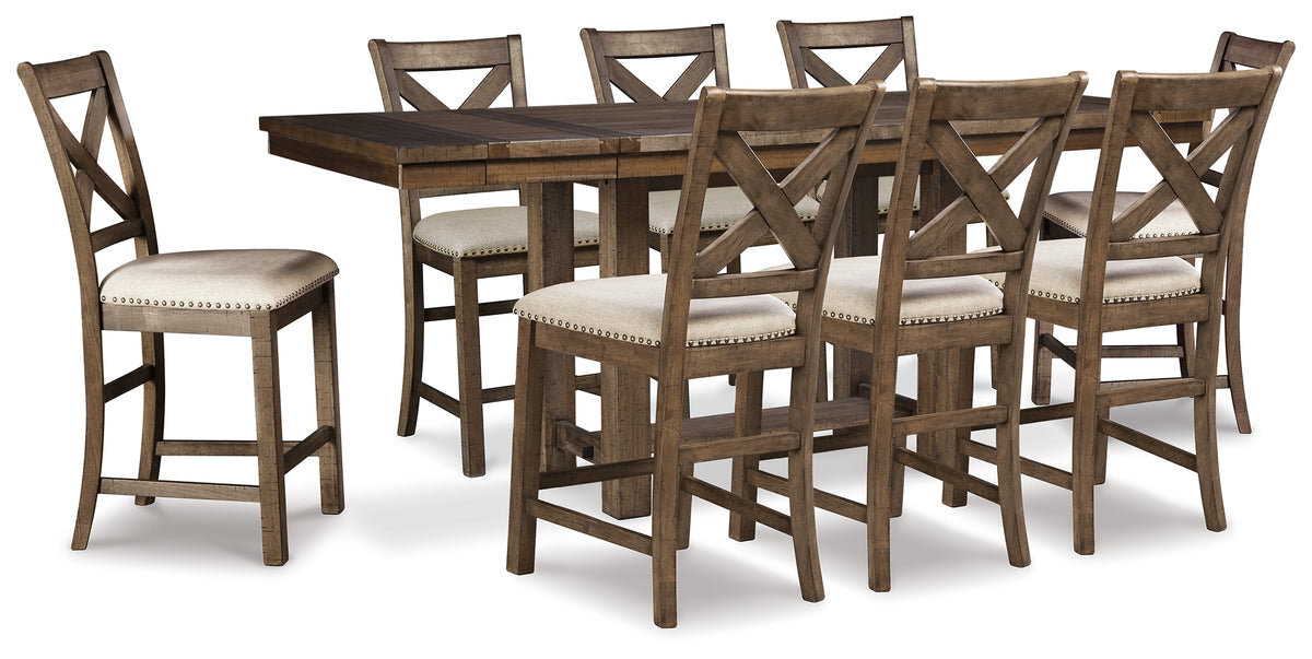 Homestyle Furniture - Ashley Furniture - Moriville Counter Height Extension Table and 8 Barstools - Counter Height Extension Table and 8 Barstools - D631D12