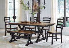 Homestyle Furniture - Ashley Furniture - Wildenauer Dining Table, 4 Chairs and Bench - Dining Table, 4 Chairs and Bench - D634D2