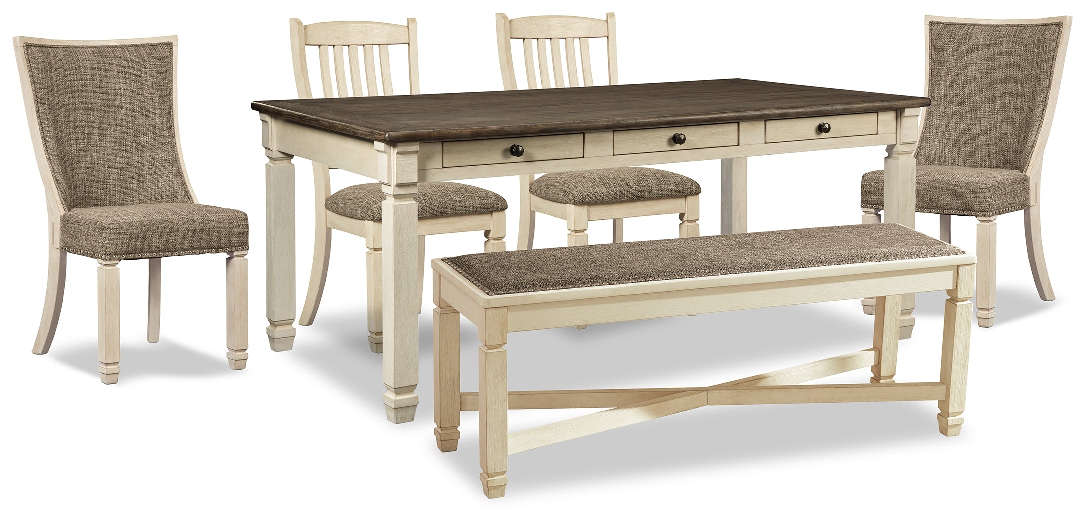 Homestyle Furniture - Ashley Furniture - Bolanburg Dining Table, 4 Chairs and Bench - Dining Table, 4 Chairs and Bench - D647D34
