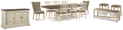 Homestyle Furniture - Ashley Furniture - Bolanburg Dining Table with 8 Chairs and Bench with Server and 2 Stools - Dining Table with 8 Chairs and Bench with Server and 2 Stools - D647D28