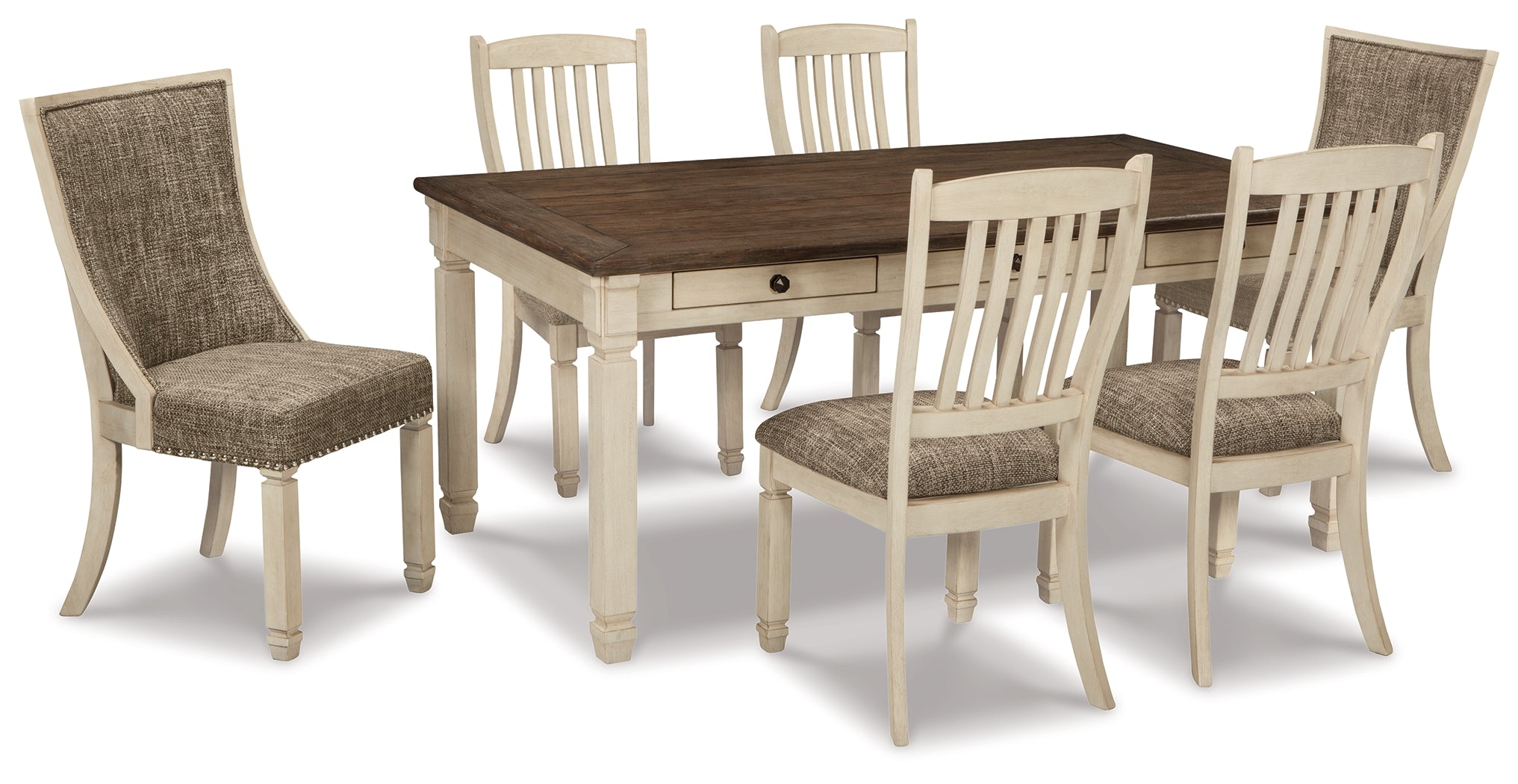 Homestyle Furniture - Ashley Furniture - Bolanburg Dining Table with 6 Chairs - Dining Table with 6 Chairs / Antique White - D647D3