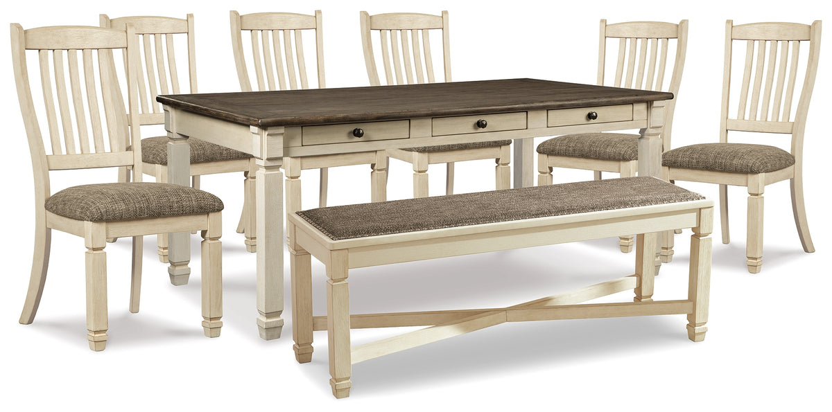 Homestyle Furniture - Ashley Furniture - Bolanburg Dining Table, 6 Chairs, and Bench - Dining Table, 6 Chairs, and Bench - D647D26