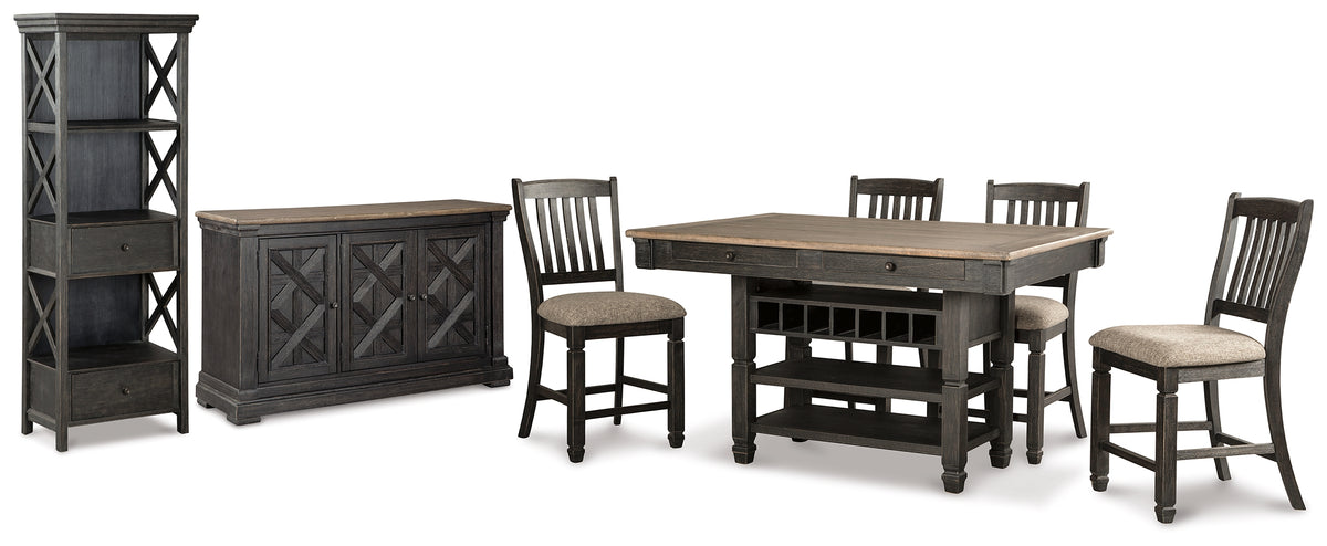 Homestyle Furniture - Ashley Furniture - Tyler Creek Counter Height Table with 4 Barstools, Server and Display Cabinet - Counter Height Table with 4 Barstools, Server and Display Cabinet - D736D13