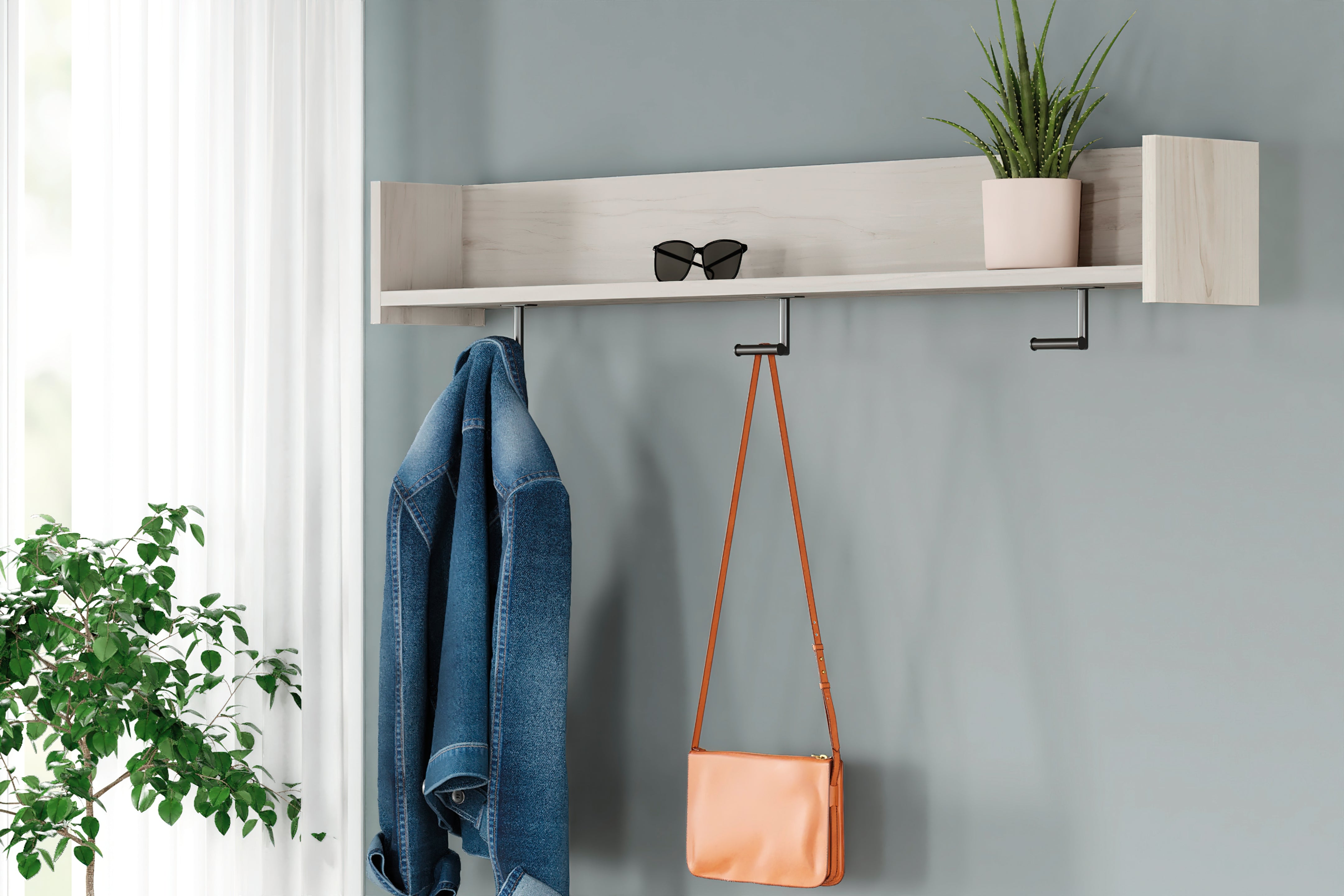 Homestyle Furniture - Ashley Furniture - Socalle Wall Mounted Coat Rack with Shelf - Wall Mounted Coat Rack w/Shelf - EA1864-151