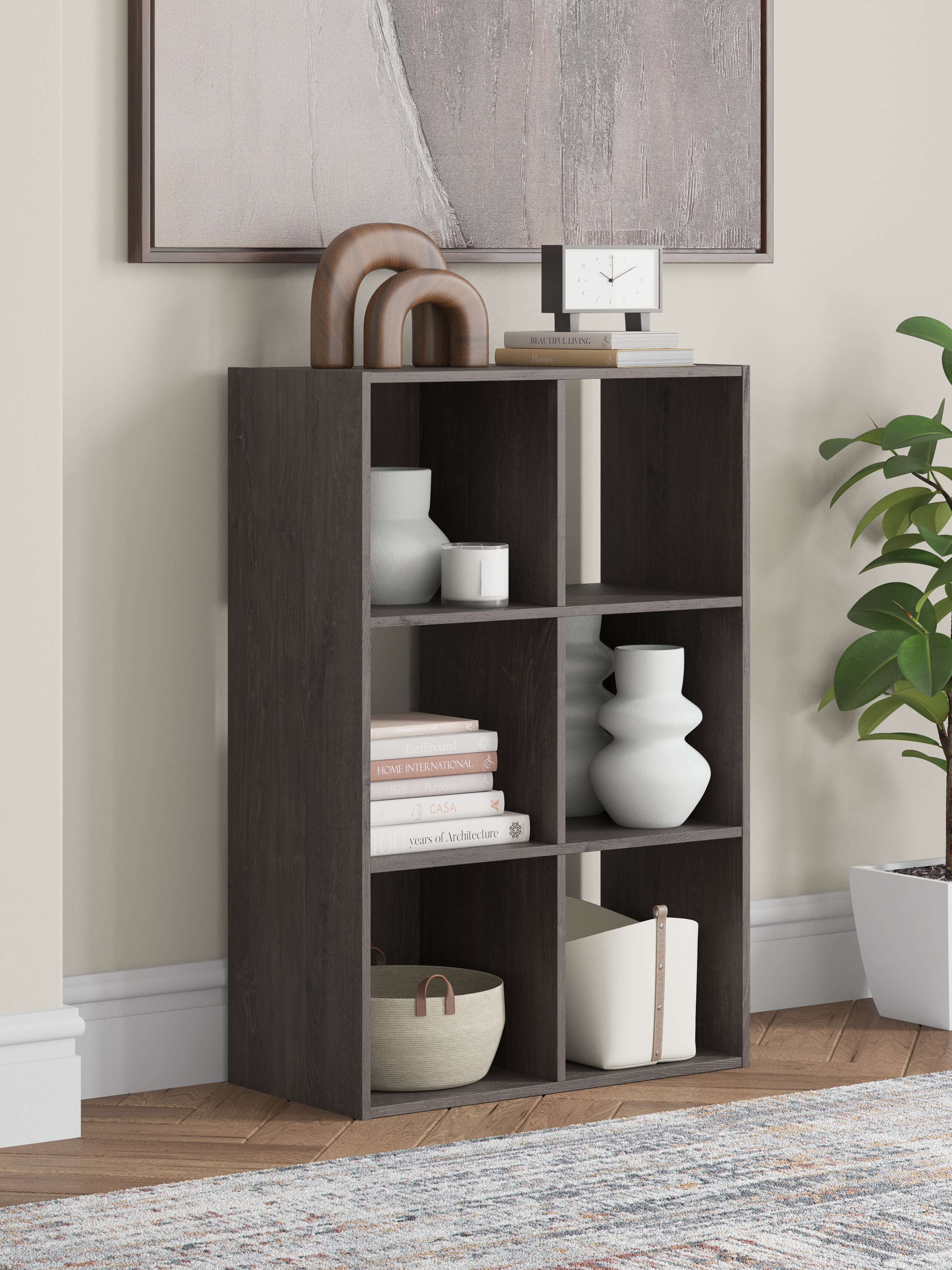 Homestyle Furniture - Ashley Furniture - Piperton Six Cube Organizer - Six Cube Organizer / Charcoal - EA5514-3X2