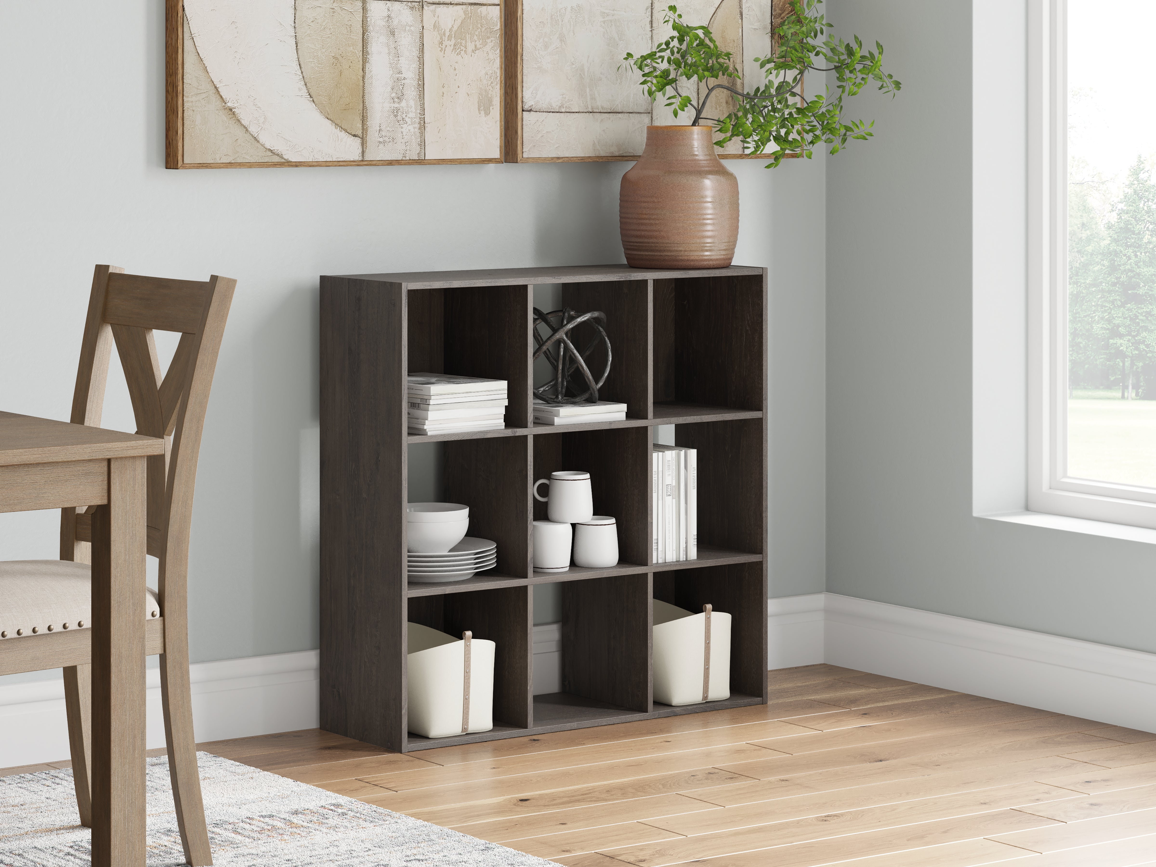 Homestyle Furniture - Ashley Furniture - Piperton Nine Cube Organizer - Nine Cube Organizer / Charcoal - EA5514-3X3