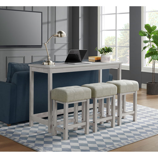 Eleanor Bar Table Single Pack (1 Tables + 3 Stools) in White – SKU T-6460-3-BTSP | HomeStyle Furniture
