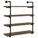 Elmcrest 40-inch Wall Shelf Black and Rustic Oak image