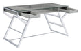 Emelle 2-drawer Glass Top Writing Desk Grey Driftwood and Chrome  Homestyle Furniture (ARk)