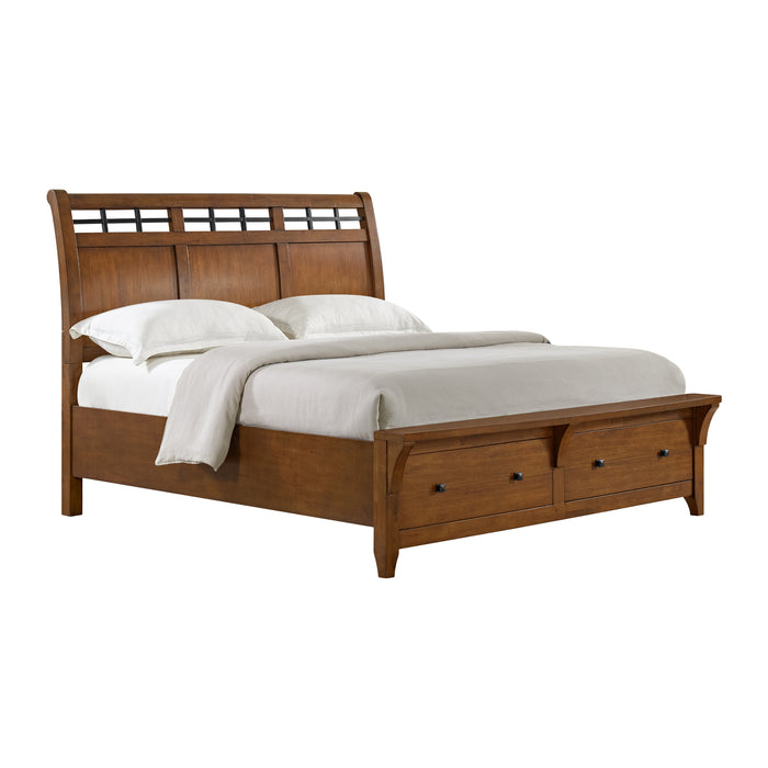 Gage King Sleigh Storage Bed in Chestnut