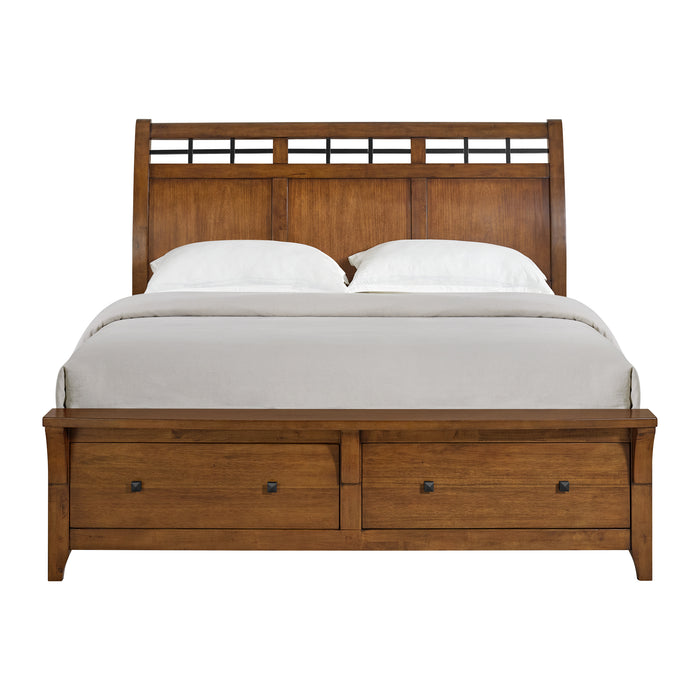 Gage King Sleigh Storage Bed in Chestnut