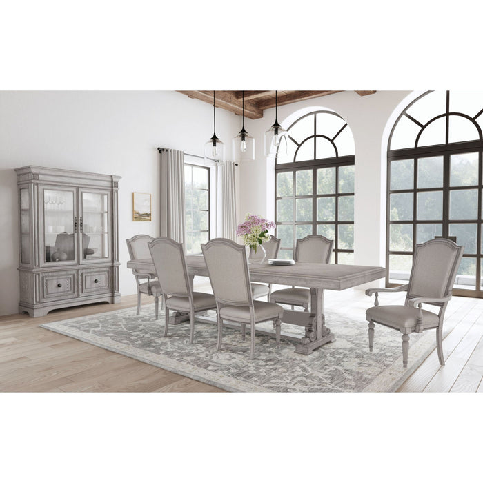 Glenmore Dining Side Chair with Light Brown Fabric in Aged Grey (2 Per Carton)