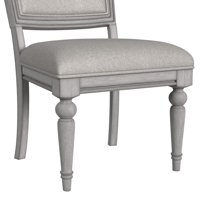 Glenmore Dining Side Chair with Light Brown Fabric in Aged Grey (2 Per Carton)