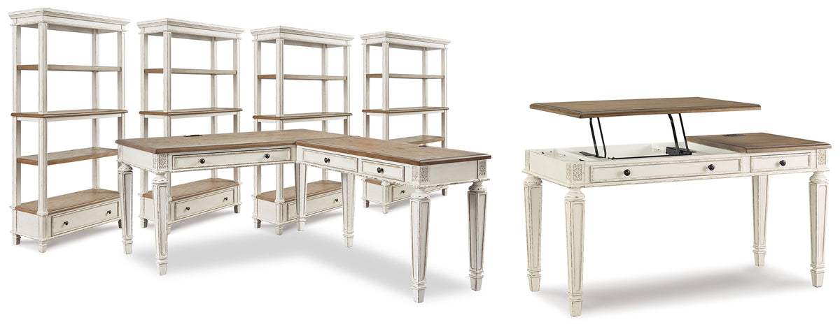 Homestyle Furniture - Ashley Furniture - Realyn Lift-top Desk, L-shaped Desk and 4 Bookcases - Lift-top Desk, L-shaped Desk and 4 Bookcases - H743H4