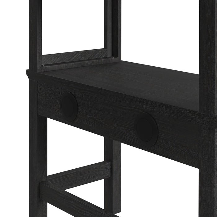 Hampton Kids Twin Loft with Ladder and Desk with Speaker in Charcoal