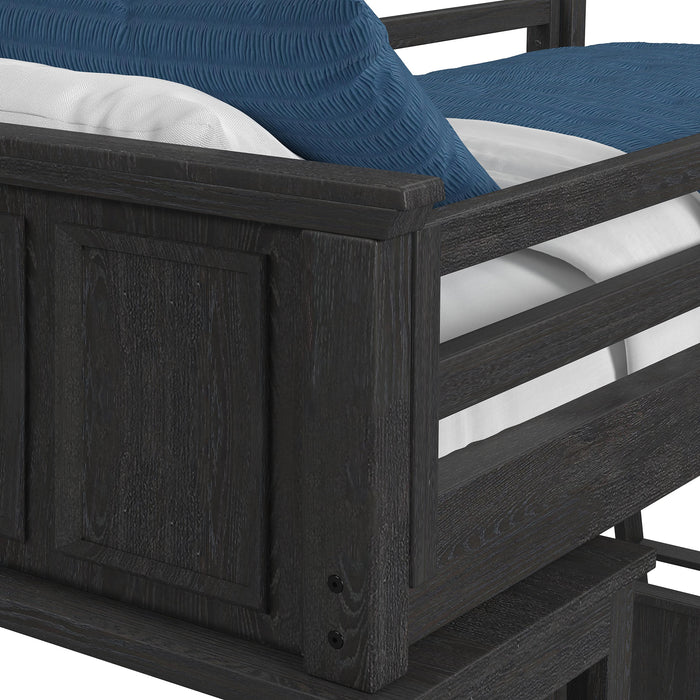 Hampton Kids Twin Loft with Ladder and Desk with Speaker in Charcoal