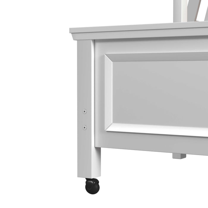 Hampton Kids Twin Over Full Loft with Ladder and Desk with Speaker in White