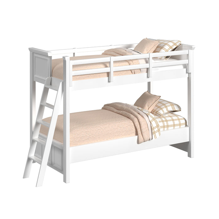 Hampton Kids Twin Over Twin Bunk with Ladder in White