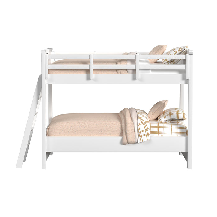 Hampton Kids Twin Over Twin Bunk with Ladder in White