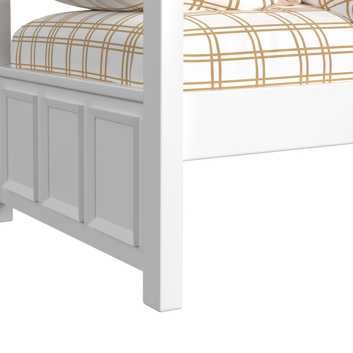 Hampton Kids Twin Over Twin Bunk with Ladder in White