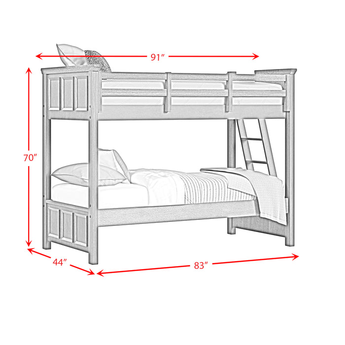 Hampton Kids Twin Over Twin Bunk with Ladder in White