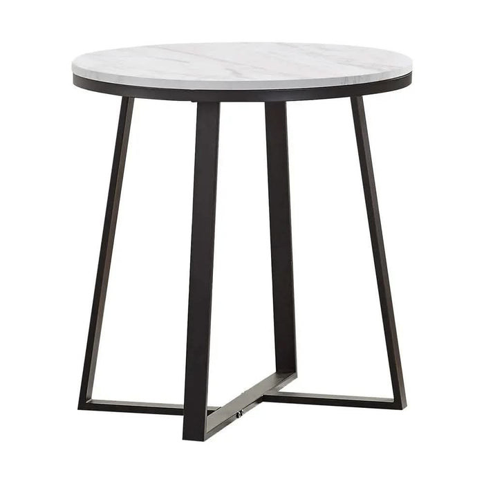 Hugo Metal Base Round End Table White and Matte Black - Homestyle Furniture (ARk)