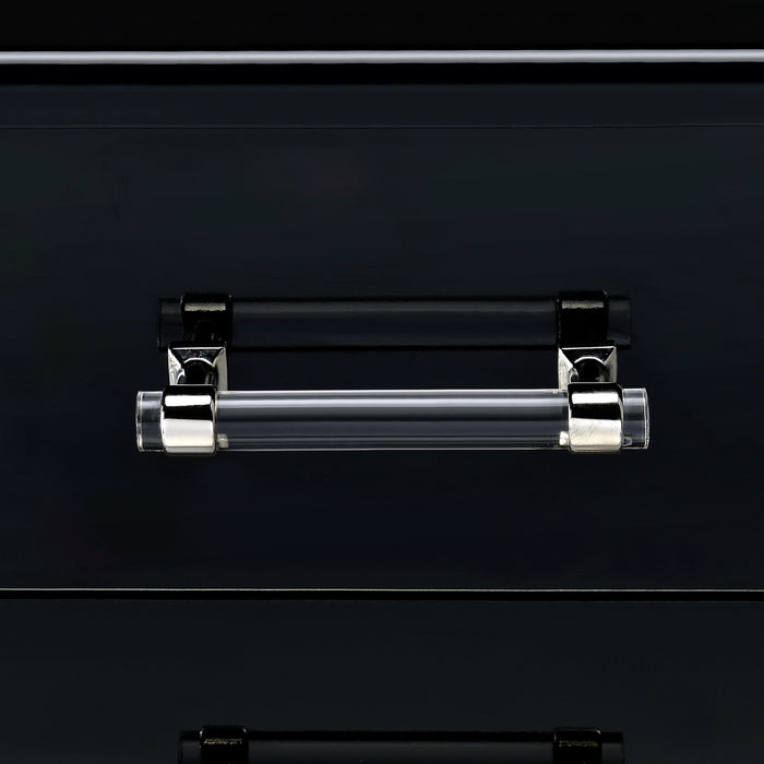 Irvine Mini Dressing Table with Stool, LED and USB in Glossy Black