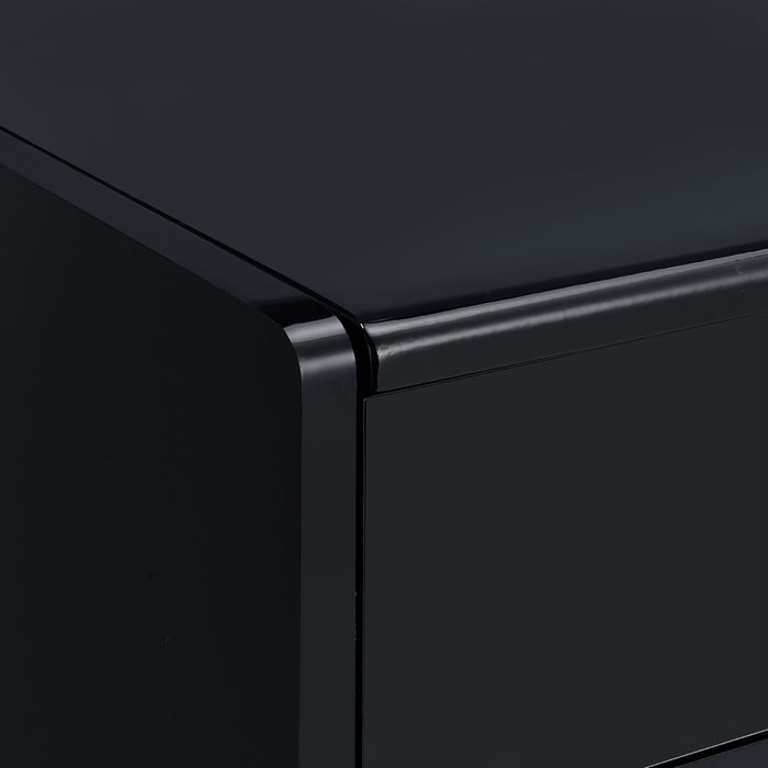 Irvine Mini Dressing Table with Stool, LED and USB in Glossy Black