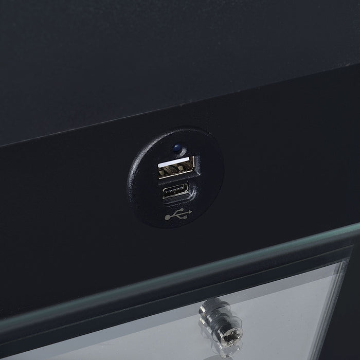 Irvine Mini Dressing Table with Stool, LED and USB in Glossy Black