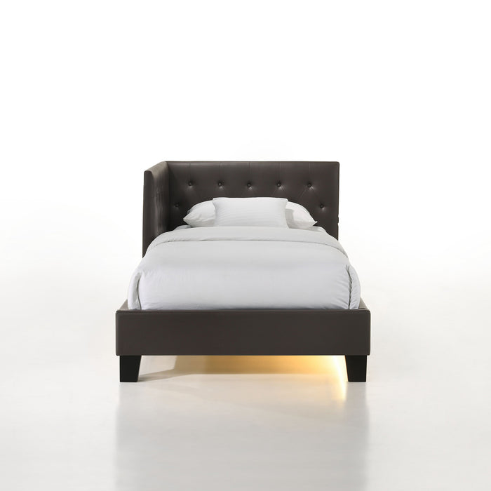Julesburg Corner Twin Bed in Brown PU