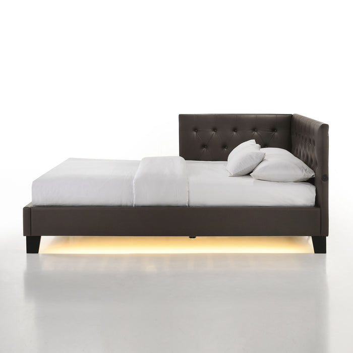 Julesburg Corner Twin Bed in Brown PU