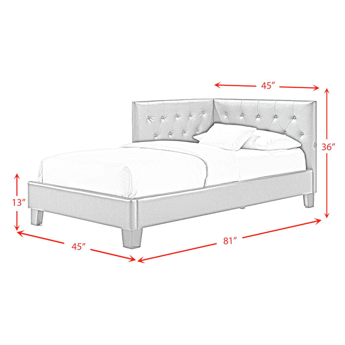 Julesburg Corner Twin Bed in Brown PU