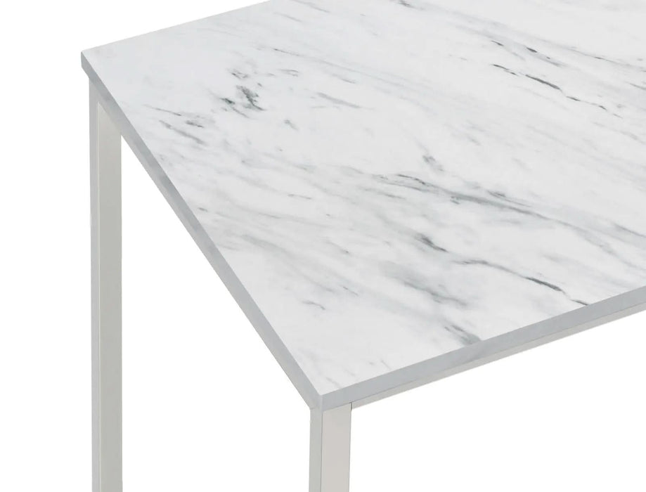 Leona Faux Marble Square End Table White and Satin Nickel - Homestyle Furniture (ARk)