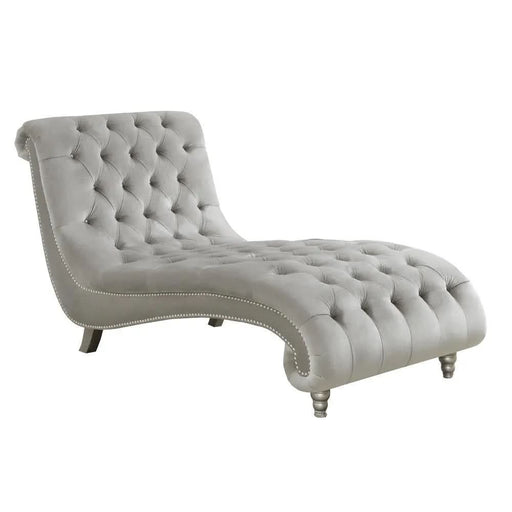 Lydia Tufted Cushion Chaise with Nailhead Trim Grey  Homestyle Furniture (ARk)