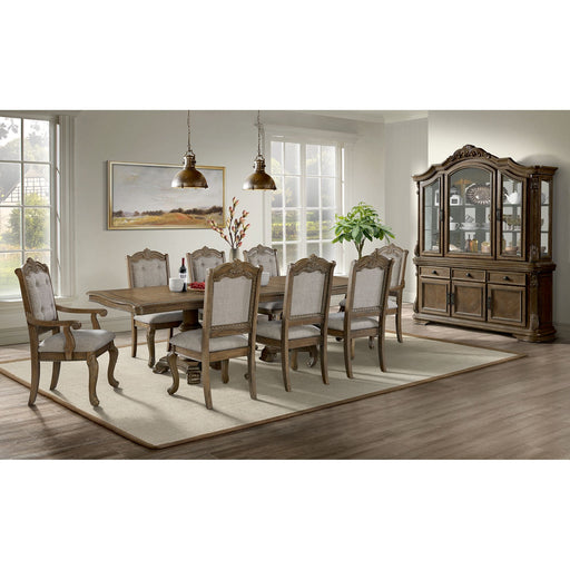 Madison Park Dining Arm Chair with Beige Fabric in Walnut (2 Per Carton) – SKU D-10460-5-AC | HomeStyle Furniture
