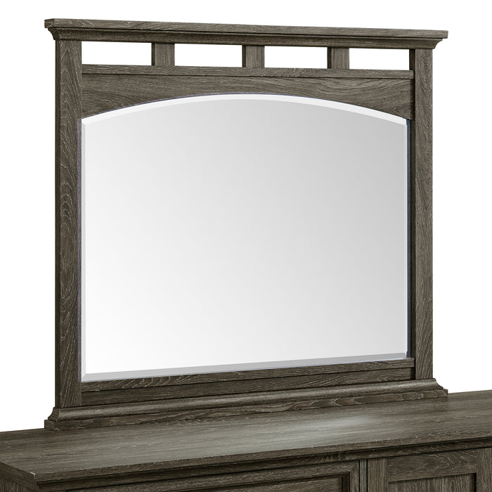 Matias Bedroom Set with Queen/Full Headboard, Dresser, Mirror & Nightstand in Mocha Grey