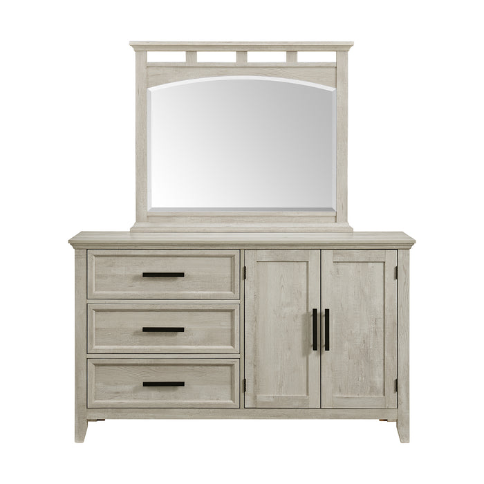 Matias Bedroom Set with Queen/Full Headboard, Dresser, Mirror & Nightstand in White