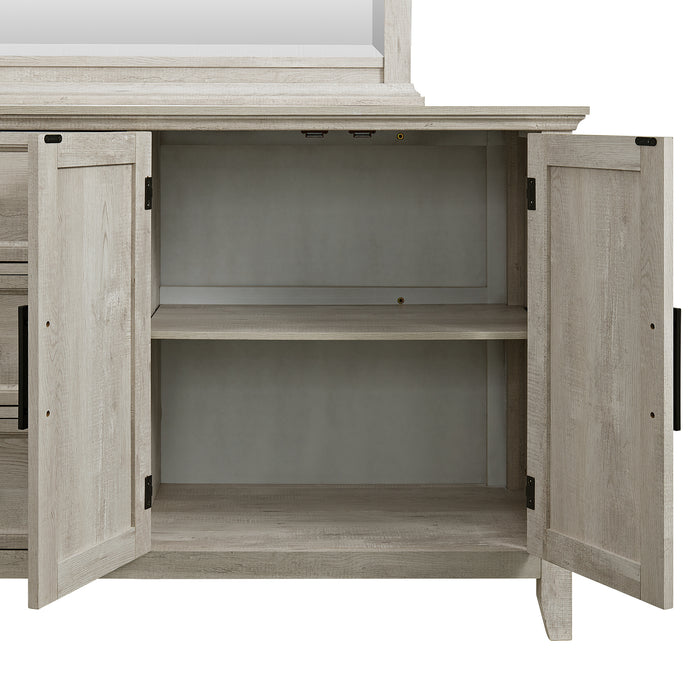 Matias Bedroom Set with Queen/Full Headboard, Dresser, Mirror & Nightstand in White