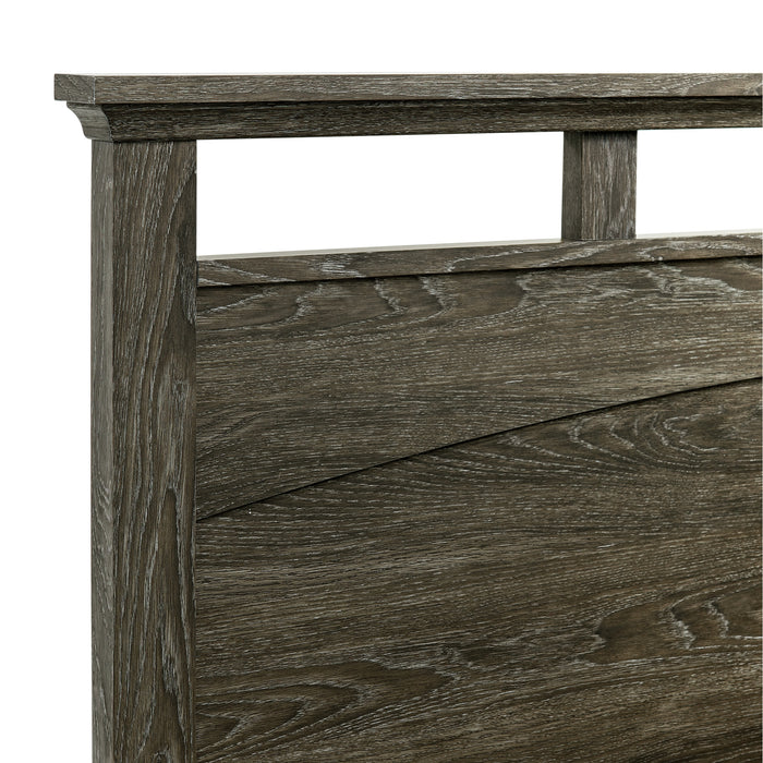 Matias Bedroom Set with Queen/Full Headboard, Dresser, Mirror & Nightstand in Mocha Grey