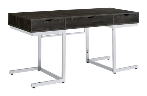 Noorvik 3-drawer Writing Desk Dark Oak and Chrome  Homestyle Furniture (ARk)