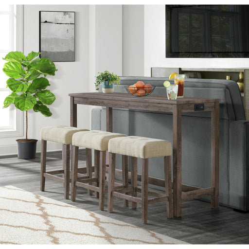 Oak Lawn Grey Bar Table Single Pack (Table + 3 Tan Fabric Stools) – SKU CDOL300BTSP | HomeStyle Furniture